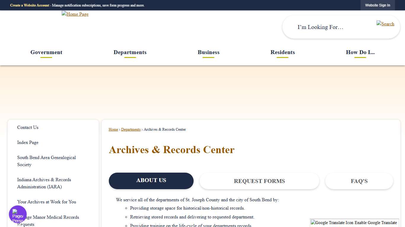Archives & Records Center | St. Joseph County, IN